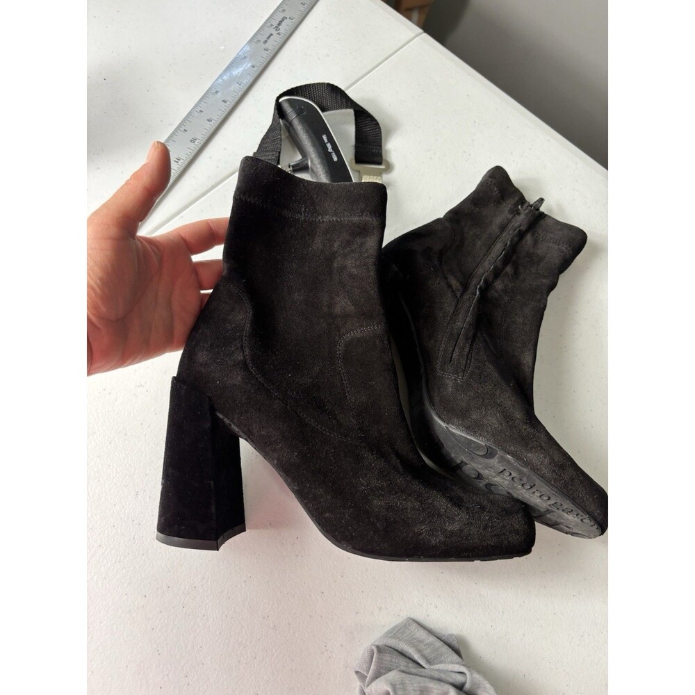 PEDRO GARCIA black suede ankle sock boots booties heels sz 37. - Picture 5 of 12